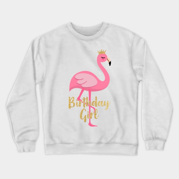 Flamingo Girl Birthday Costume Gift Crewneck Sweatshirt by Vauliflower